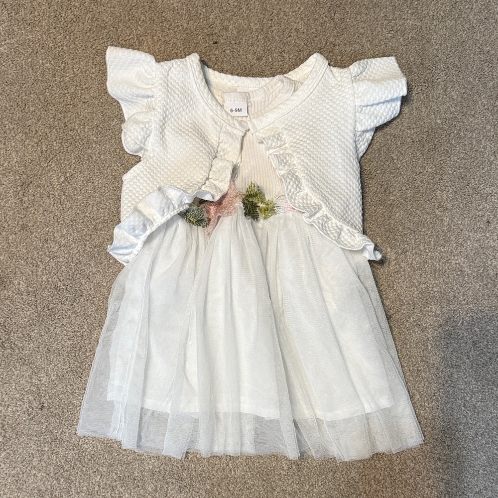 SHEIN White Baby Girl Tulle Skirt Dress Size 6-9 M